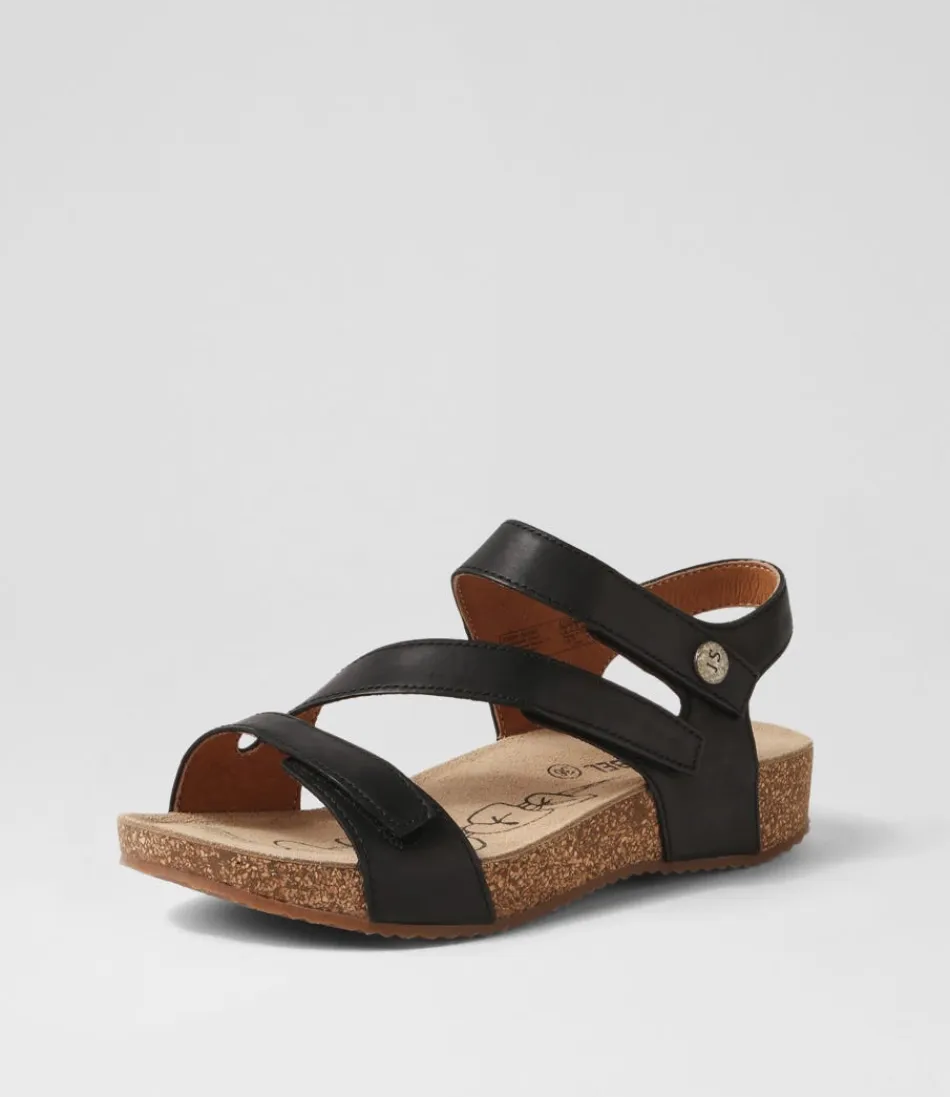 Sandales femme en cuir souple Tonga-25 Noir - Confort optimal avec semelle ergonomique - Collection Josef Seibel