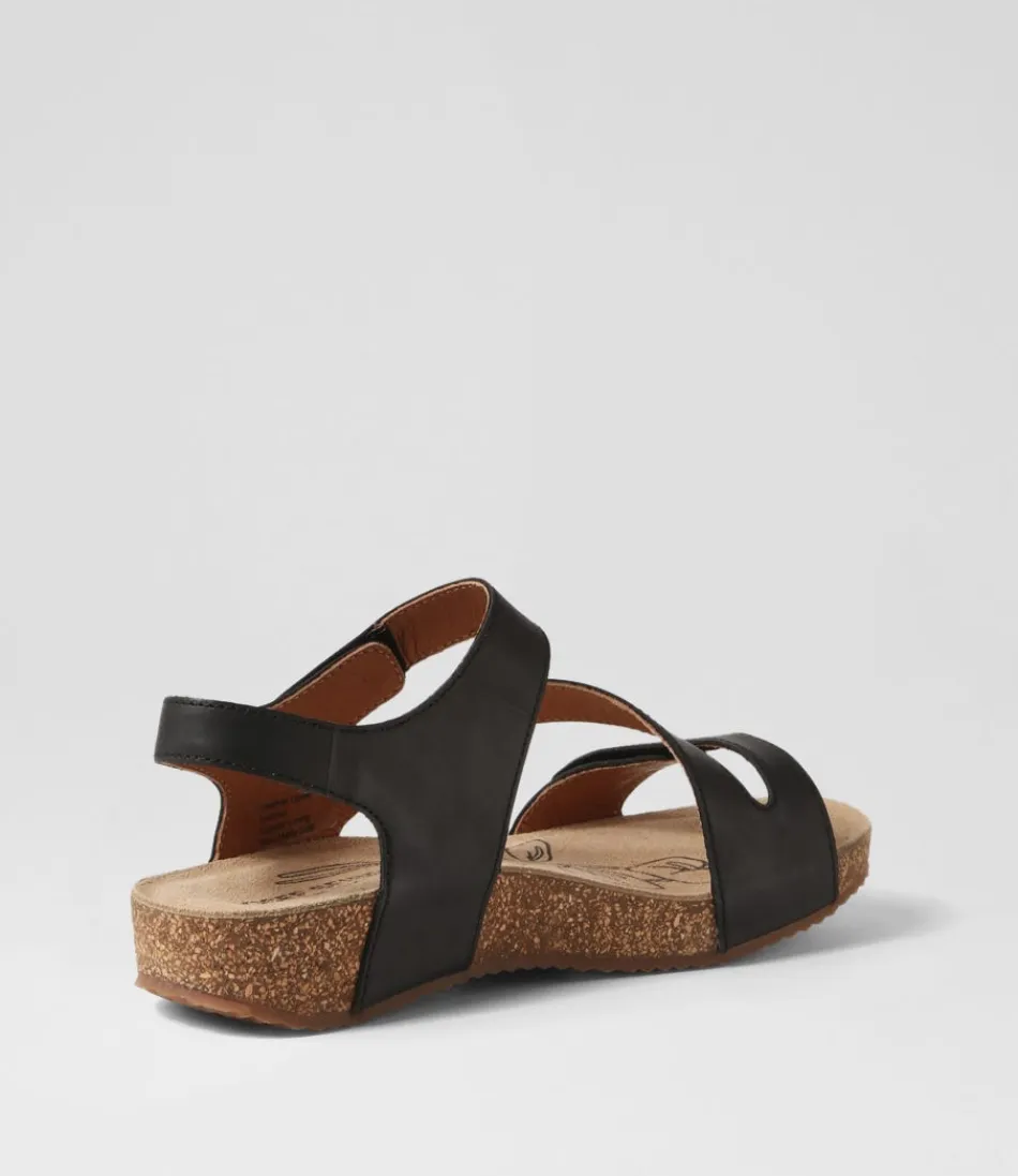 Sandales femme en cuir souple Tonga-25 Noir - Confort optimal avec semelle ergonomique - Collection Josef Seibel