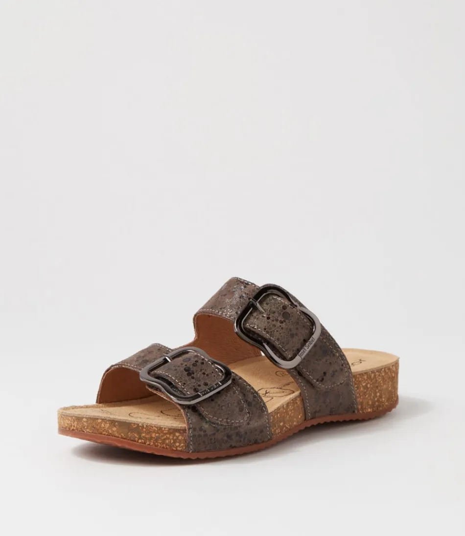 Sandales Confort Josef Seibel Tonga 64 - Cuir Texturé Multicolore Nuance Taupe pour Femme