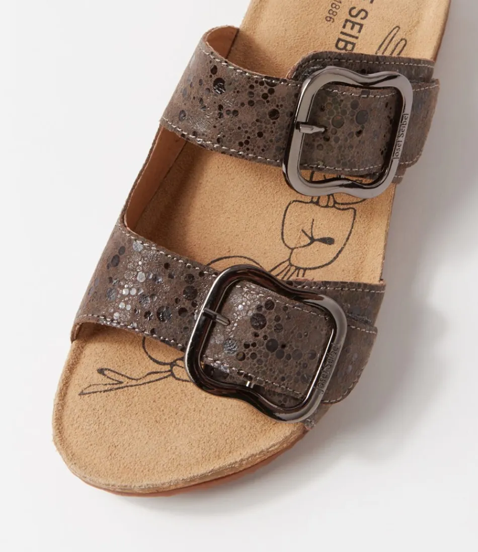 Sandales Confort Josef Seibel Tonga 64 - Cuir Texturé Multicolore Nuance Taupe pour Femme
