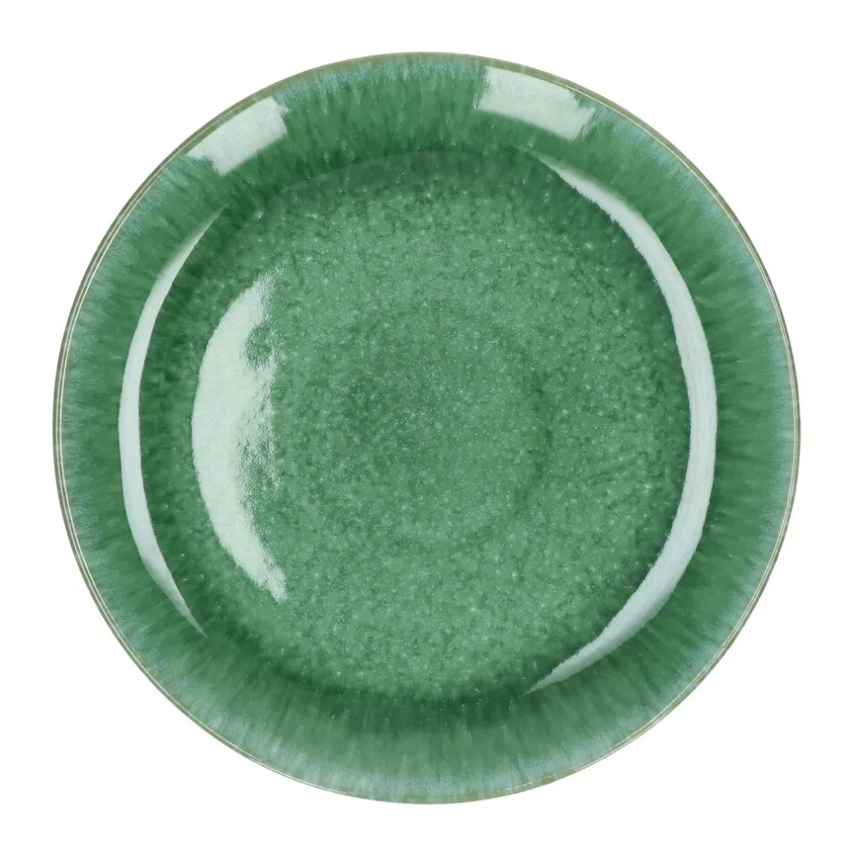 Assiette plate grand format en grès émaillé vert forêt - Diamètre 27,5 cm sur 3 cm de hauteur - Parfaite pour une présentation culinaire raffinée