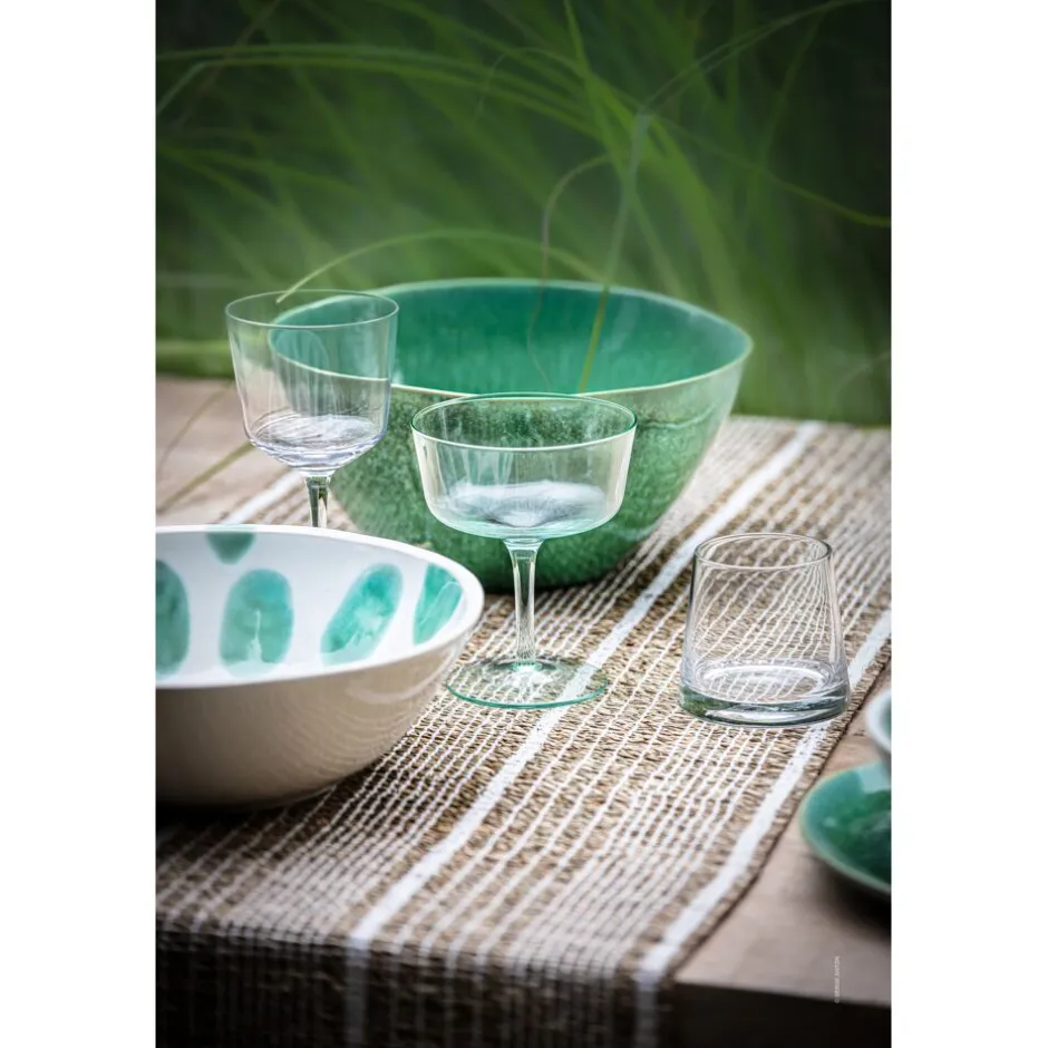 Saladier artisanal en grès émaillé vert forêt - Collection Pomax Vaisselle-TREILLE - Format 25,5 cm de diamètre pour préparation culinaire - Hauteur généreuse de 12 cm