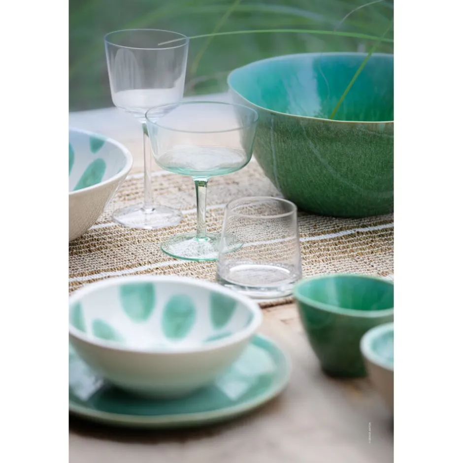 Saladier artisanal en grès émaillé vert forêt - Collection Pomax Vaisselle-TREILLE - Format 25,5 cm de diamètre pour préparation culinaire - Hauteur généreuse de 12 cm