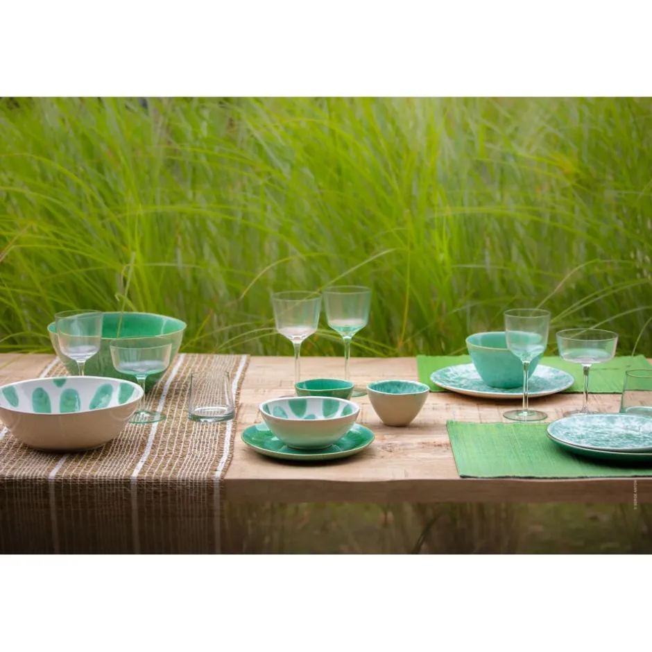 Saladier artisanal en grès émaillé vert forêt - Collection Pomax Vaisselle-TREILLE - Format 25,5 cm de diamètre pour préparation culinaire - Hauteur généreuse de 12 cm