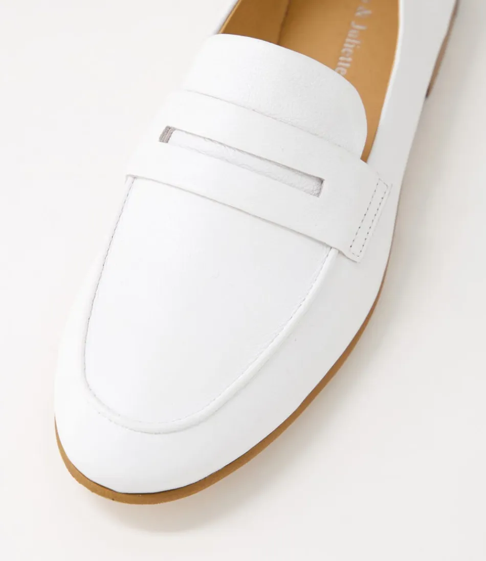 Mocassins Femme DJANGO & JULIETTE - Modèle Ulani en Cuir Blanc Souple, Confort Intemporel et Style Polyvalent