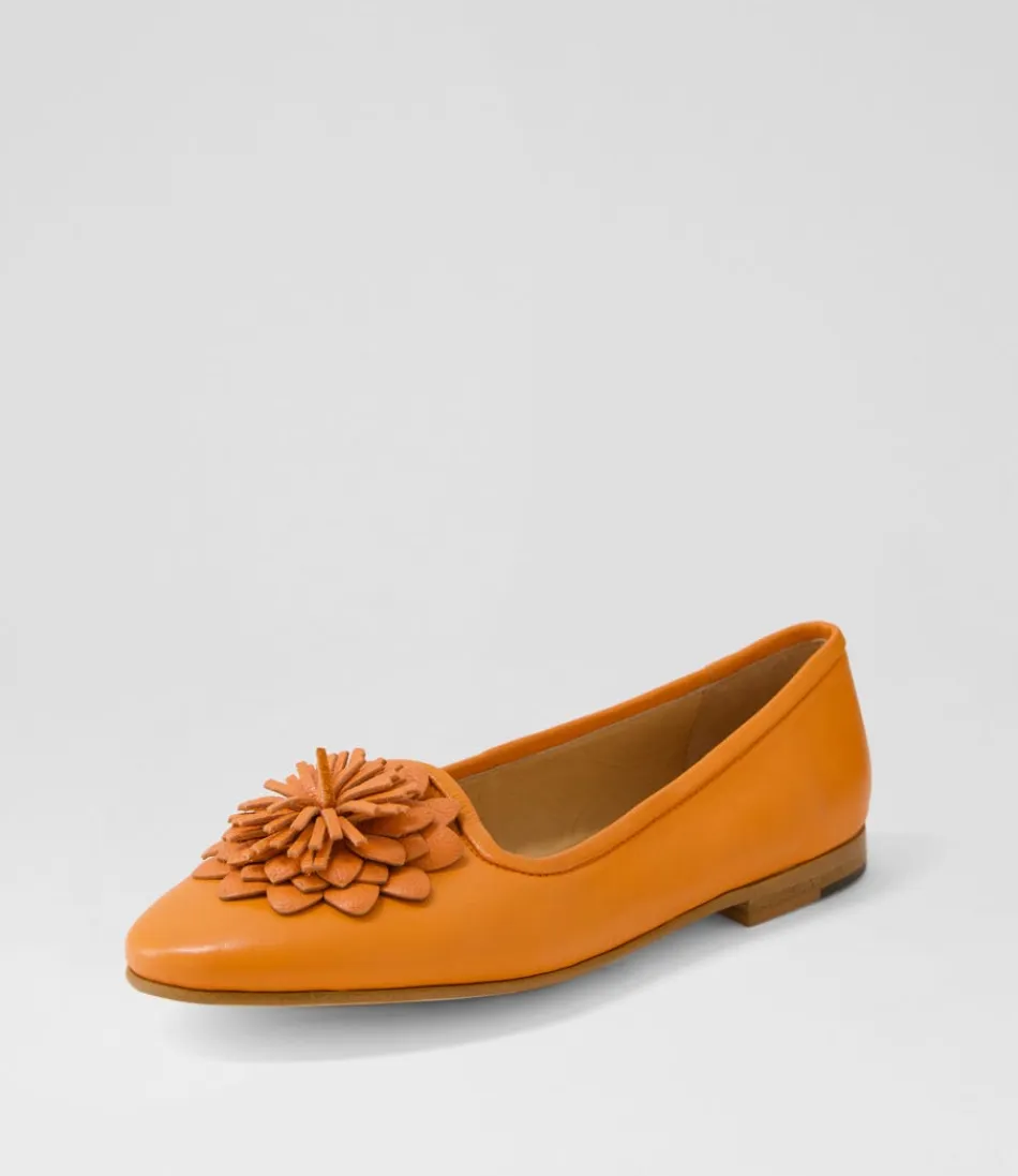 Mocassins Femme DJANGO & JULIETTE - Cuir Souple Orange Éclatant - Style Urbain Décontracté