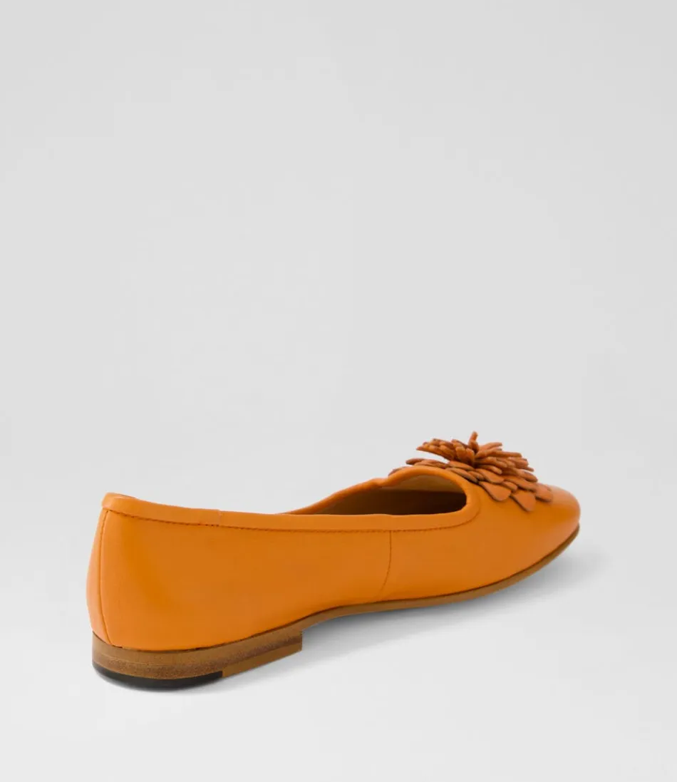 Mocassins Femme DJANGO & JULIETTE - Cuir Souple Orange Éclatant - Style Urbain Décontracté