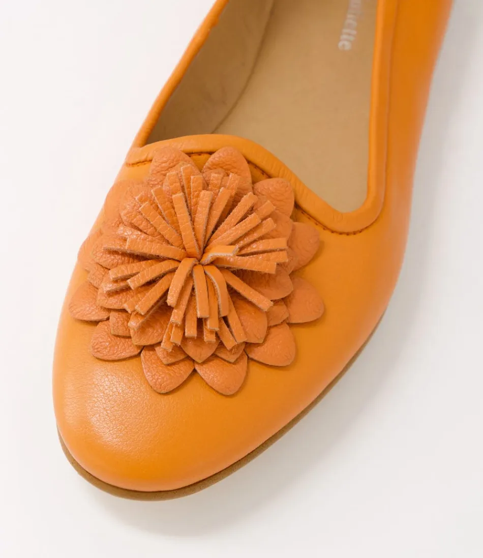 Mocassins Femme DJANGO & JULIETTE - Cuir Souple Orange Éclatant - Style Urbain Décontracté