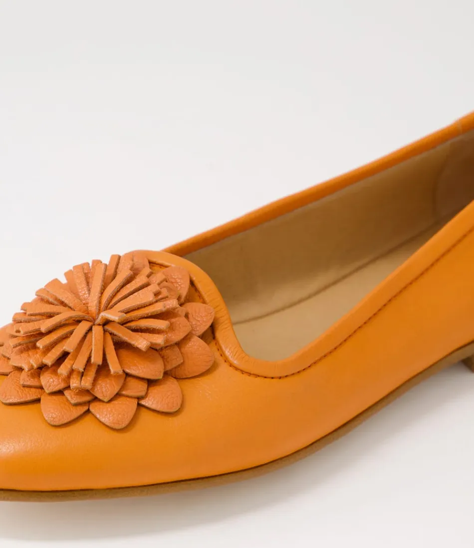 Mocassins Femme DJANGO & JULIETTE - Cuir Souple Orange Éclatant - Style Urbain Décontracté