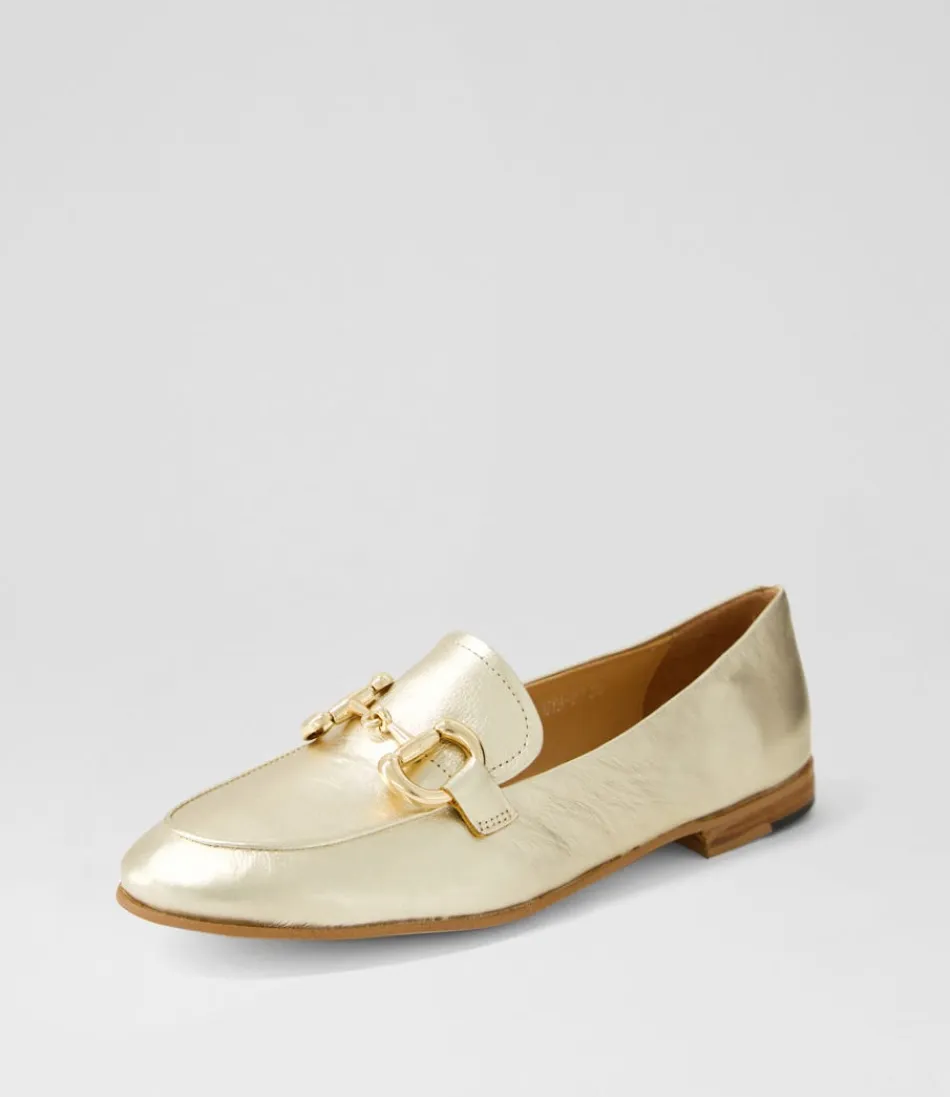 Mocassins femme élégants DJANGO & JULIETTE - Cuir doré pâle modèle Uta pour style printanier