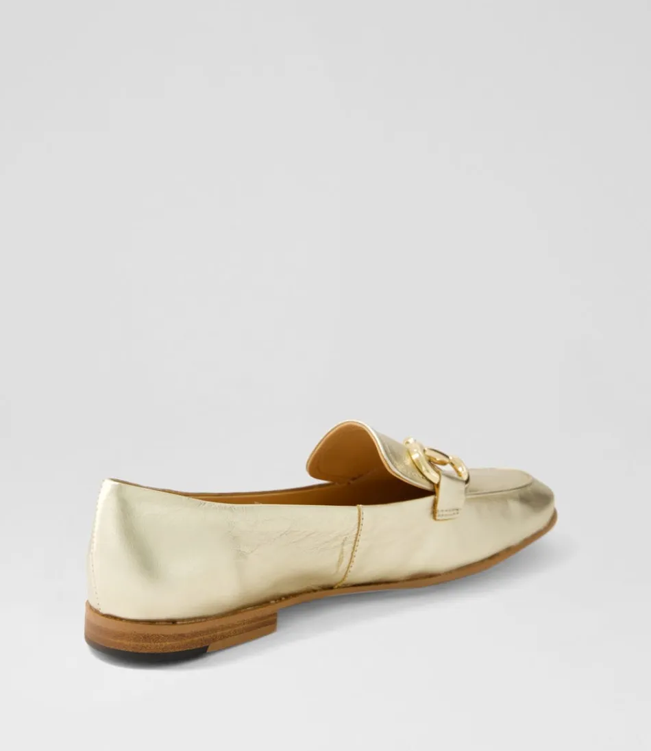 Mocassins femme élégants DJANGO & JULIETTE - Cuir doré pâle modèle Uta pour style printanier