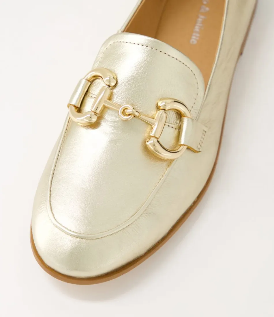 Mocassins femme élégants DJANGO & JULIETTE - Cuir doré pâle modèle Uta pour style printanier