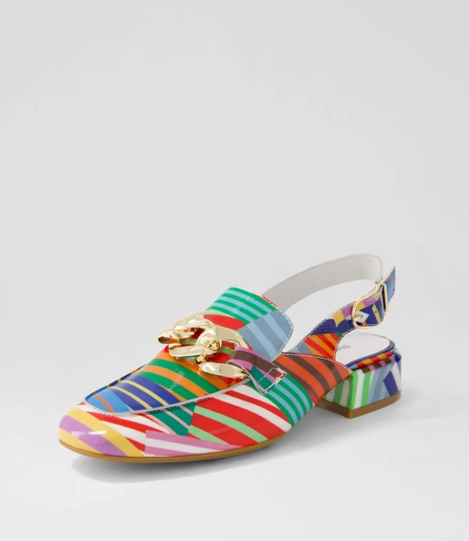 Escarpins Femme DJANGO & JULIETTE - Loafers Chic à Talons Vernis avec Motif Rayé Multicolore Vabor