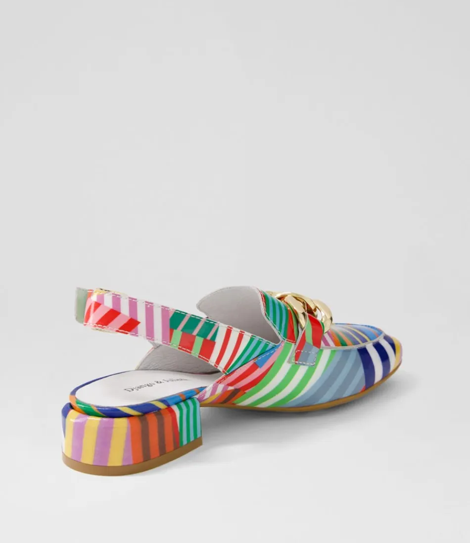 Escarpins Femme DJANGO & JULIETTE - Loafers Chic à Talons Vernis avec Motif Rayé Multicolore Vabor
