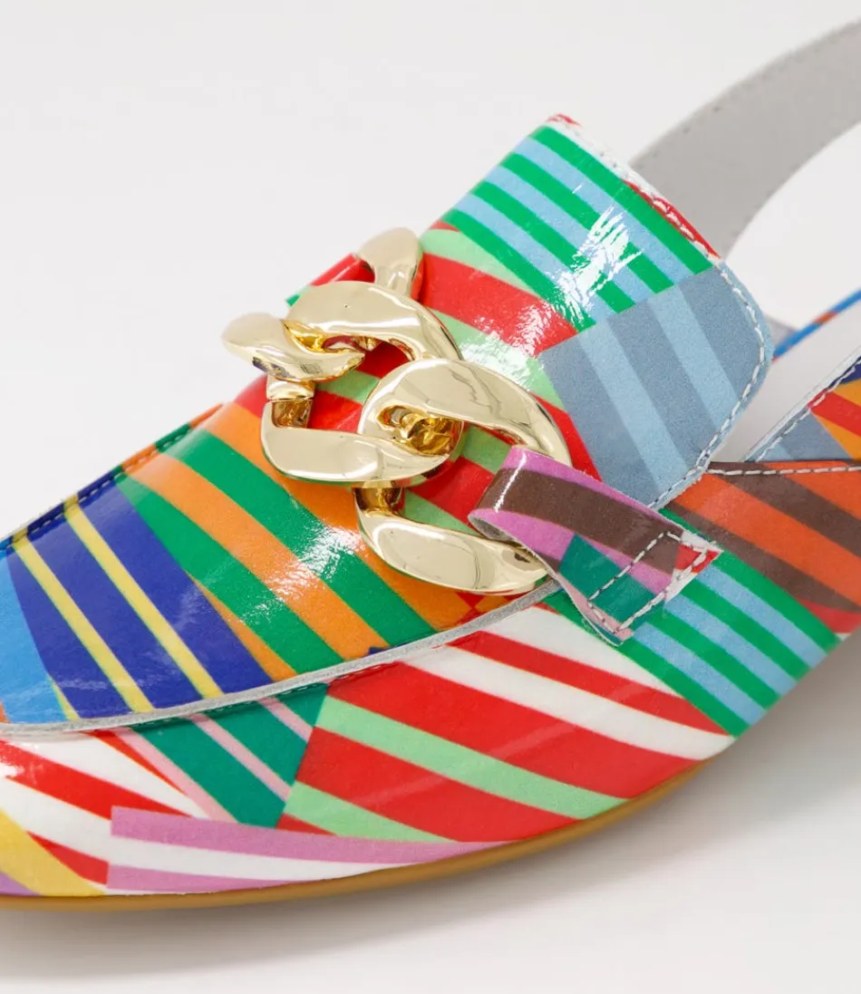 Escarpins Femme DJANGO & JULIETTE - Loafers Chic à Talons Vernis avec Motif Rayé Multicolore Vabor