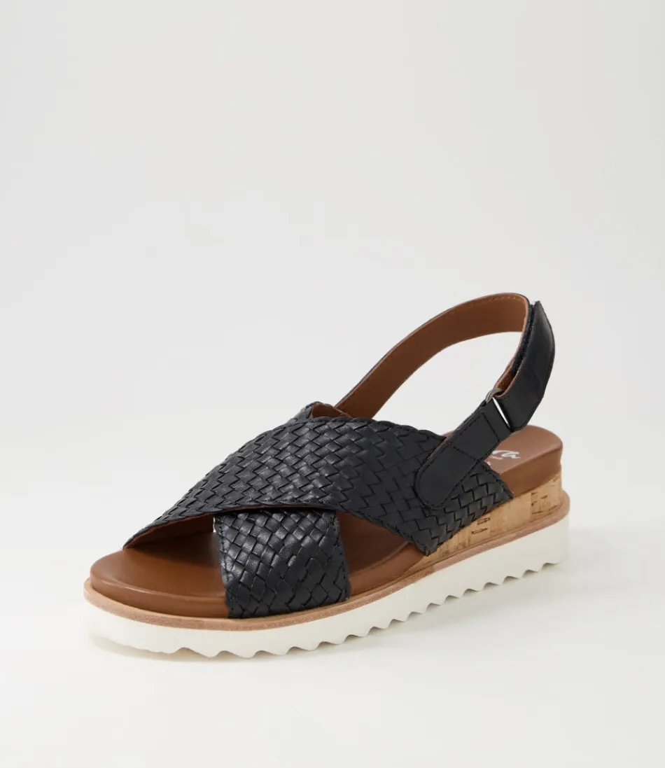 Sandales Femme Confort Printemps-Été Valencia - Cuir Véritable Noir Ébène - Modèle ARA06
