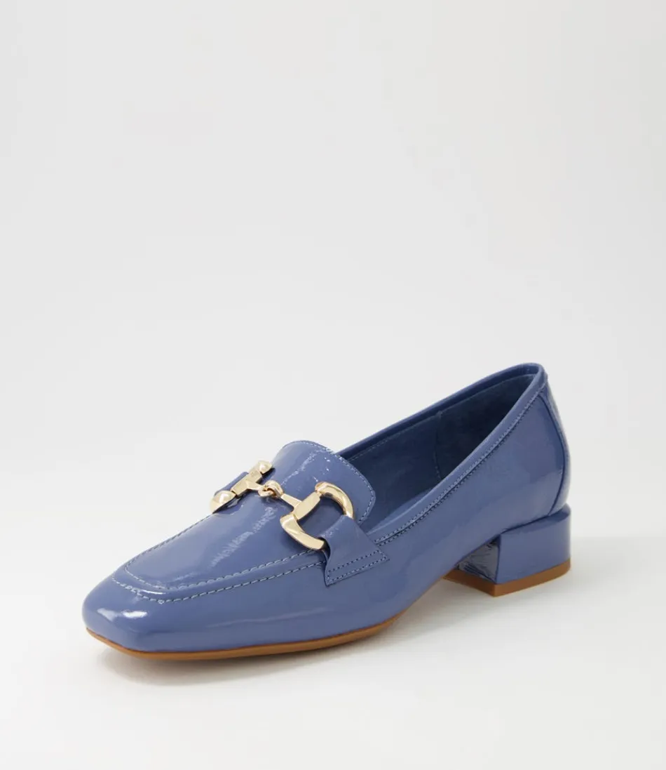Escarpins vernis bleu barbeau et mocassins élégants Django & Juliette - Collection Velam pour femme, style intemporel avec détails brillants