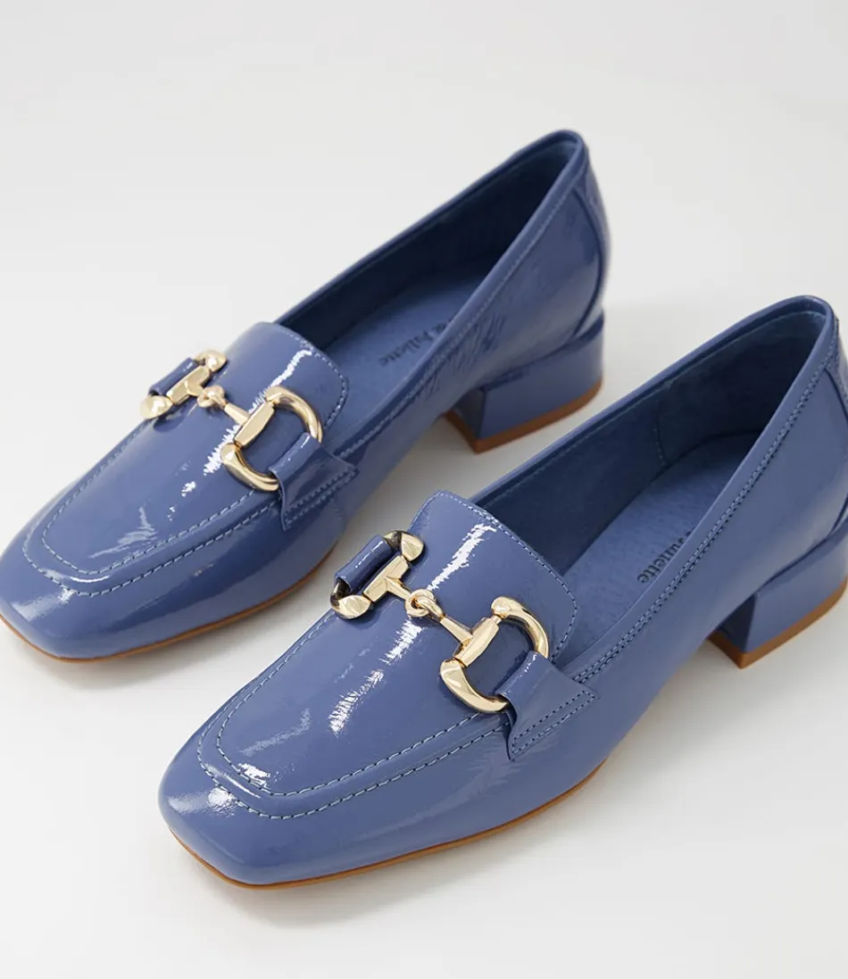 Escarpins vernis bleu barbeau et mocassins élégants Django & Juliette - Collection Velam pour femme, style intemporel avec détails brillants