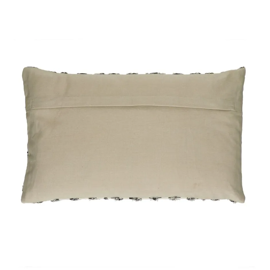 Coussin décoratif VERSO par Pomax - Tissu doux en coton et viscose - Format idéal 50x30 cm - Noir et blanc - Parfait pour canapé ou lit