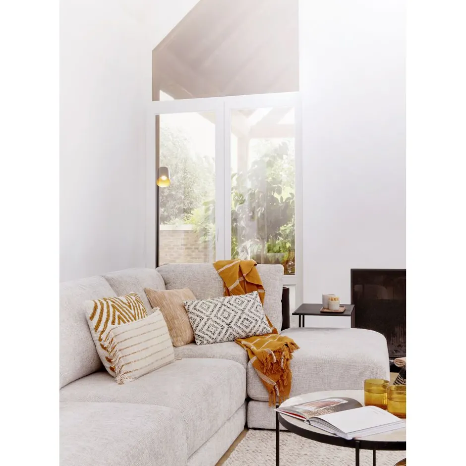 Coussin décoratif VERSO par Pomax - Tissu doux en coton et viscose - Format idéal 50x30 cm - Noir et blanc - Parfait pour canapé ou lit