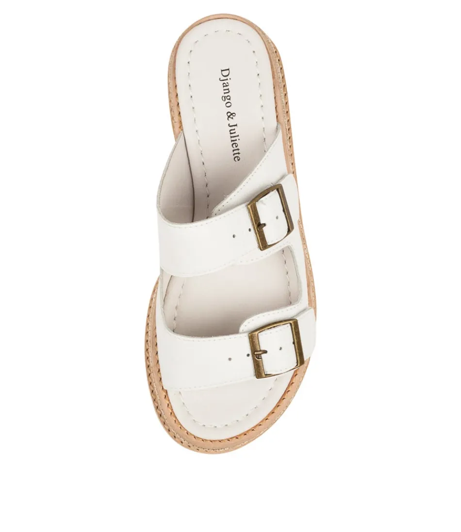 Escarpins Marque Django & Juliette - Modèle Vishu en Cuir Blanc Souple - Style Bohème Chic pour Femme