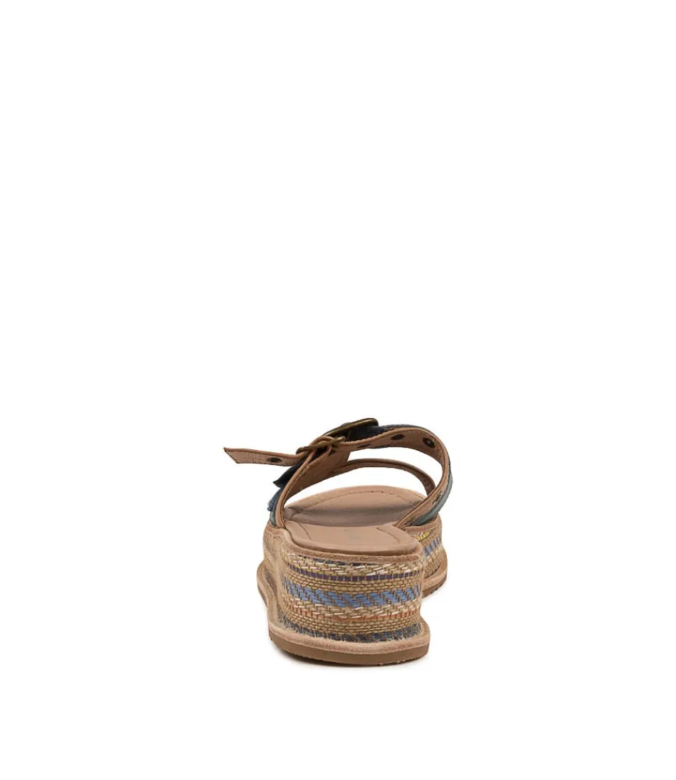 DJANGO & JULIETTE - Espadrilles Femme en Toile Bleu Vitan Multicolore - Chaussures d'Été Confortables avec Semelle Tressée - Style Méditerranéen Léger