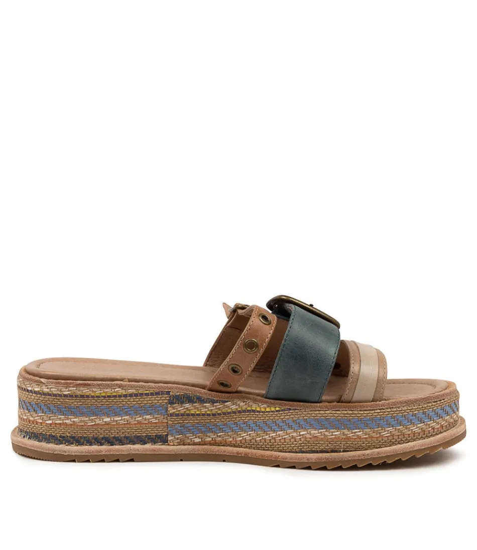 DJANGO & JULIETTE - Espadrilles Femme en Toile Bleu Vitan Multicolore - Chaussures d'Été Confortables avec Semelle Tressée - Style Méditerranéen Léger
