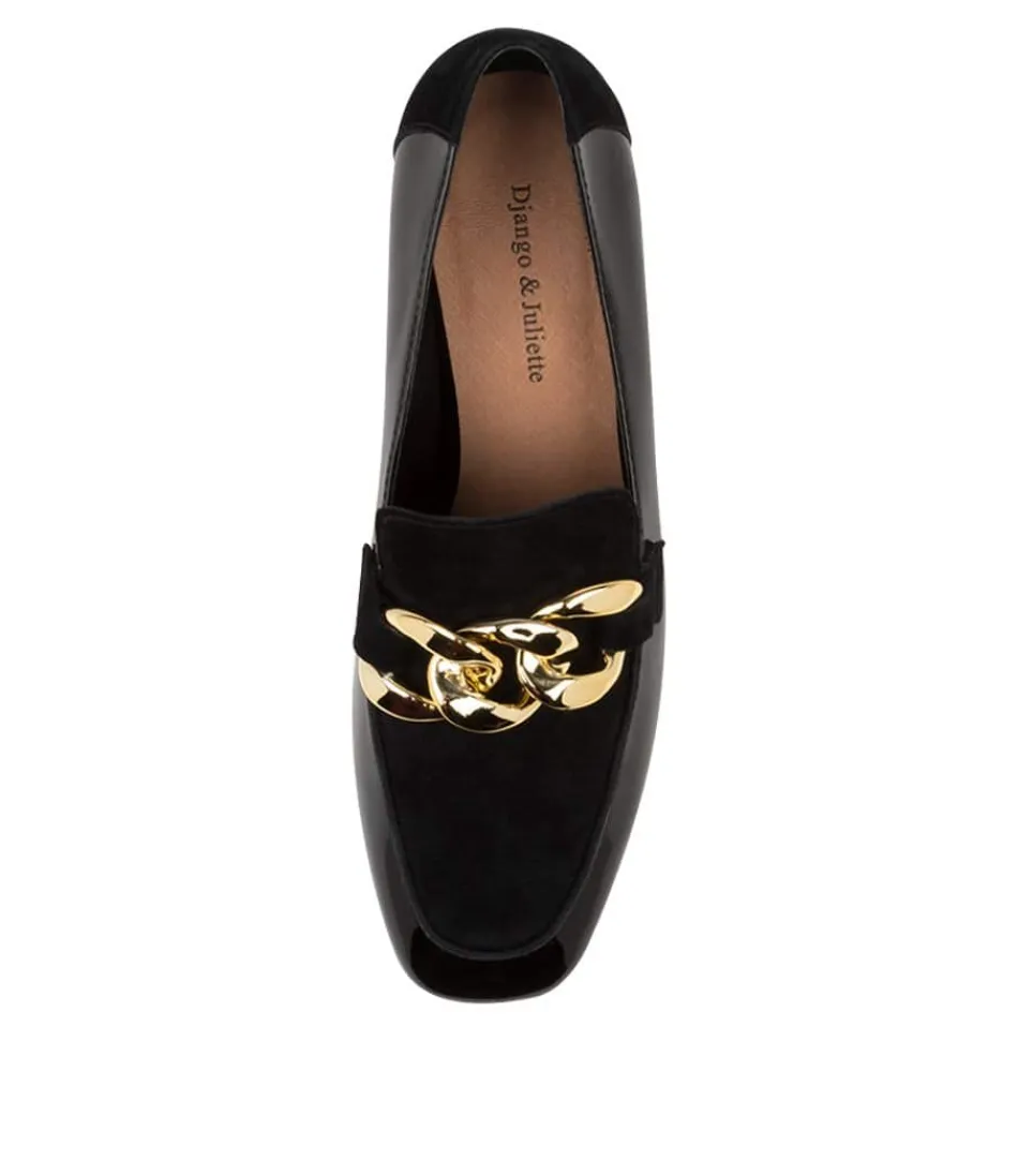 Escarpins Django & Juliette pour femme - Daim verni noir collection Vivandy, élégance urbaine et confort féminin