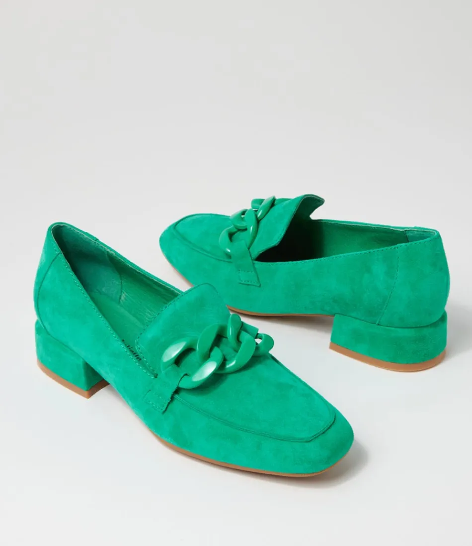 Escarpins confortables en daim vert émeraude par Vivek - Mocassins tendance Django & Juliette pour femme