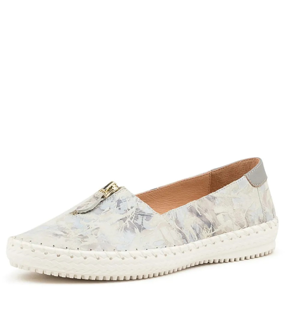 Mocassins Femme Ultra Confort - Cuir Misty Texturisé Gris Wandie, Style Décontracté et Léger