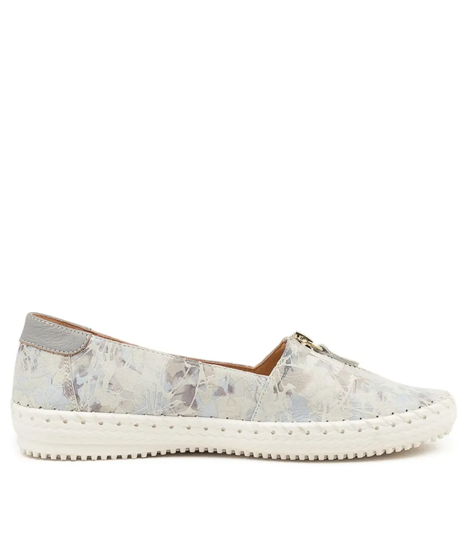 Mocassins Femme Ultra Confort - Cuir Misty Texturisé Gris Wandie, Style Décontracté et Léger