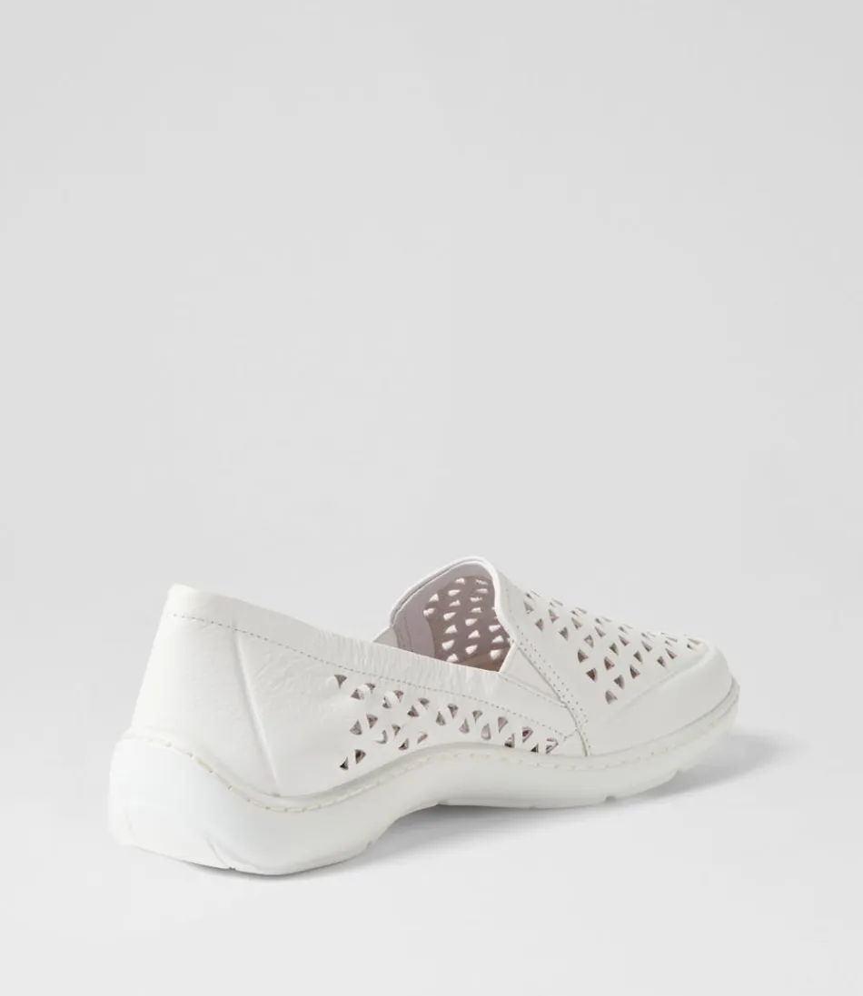 Mocassins ZIERA pour Femme - Modèle Wavada XF en Cuir Souple Blanc Nacré  
Élégance intemporelle et confort inégalé pour vos sorties urbaines