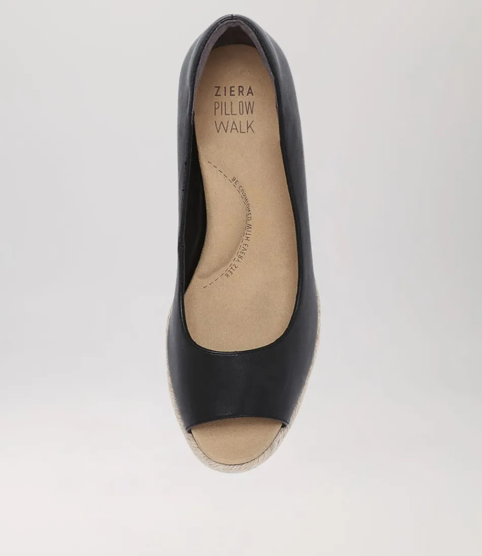 Escarpins Élégants ZIERA pour Femme - Modèle Whispa W en Cuir Noir, Style Décontracté à Semelle Espadrille Confortable