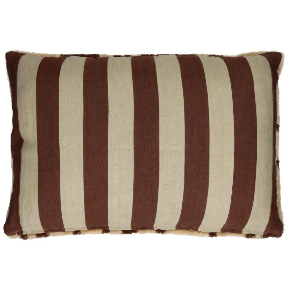 Coussin naturel WILDLIFE - Housse en toile mixte coton et lin 60x40 cm - Teinte cacao foncé - Édition limitée Pomax