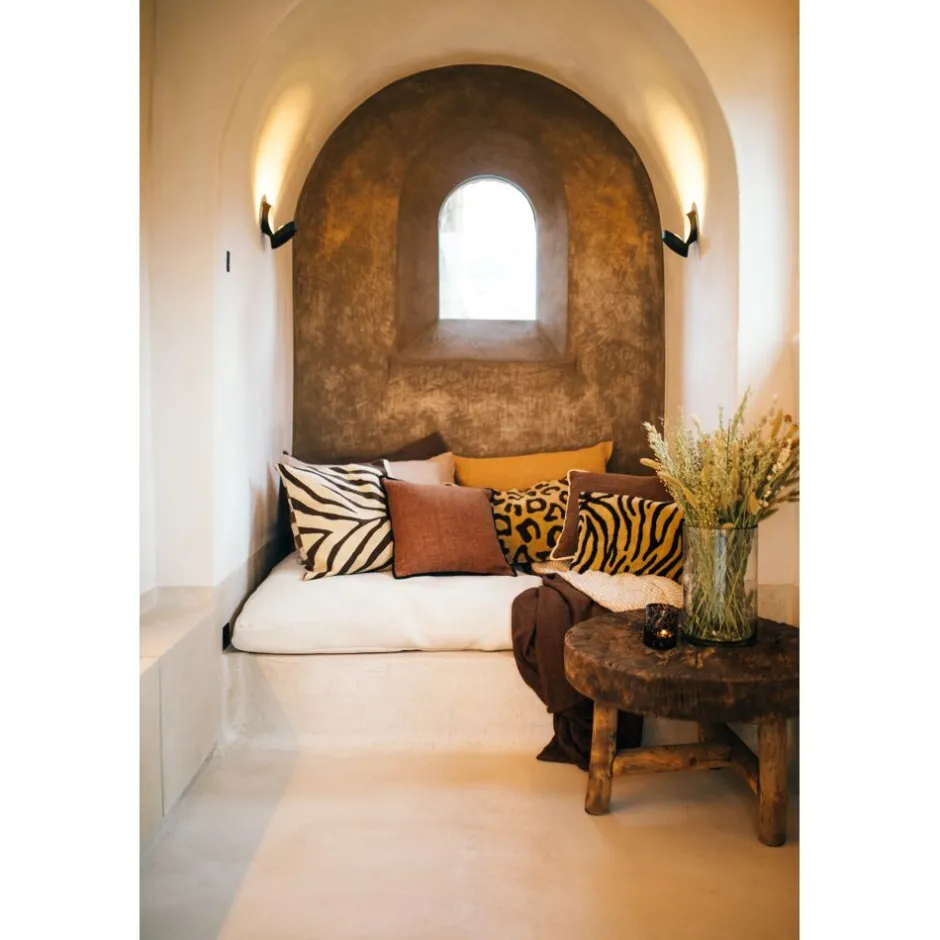 Coussin naturel WILDLIFE - Housse en toile mixte coton et lin 60x40 cm - Teinte cacao foncé - Édition limitée Pomax