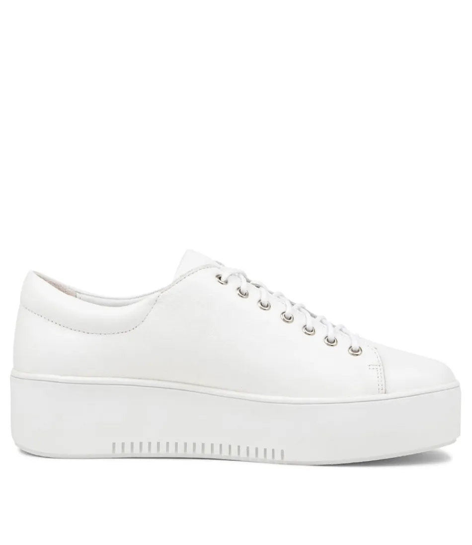 Escarpins Django & Juliette pour femme - Baskets compensées Wolfie en cuir blanc avec détails graphiques originaux