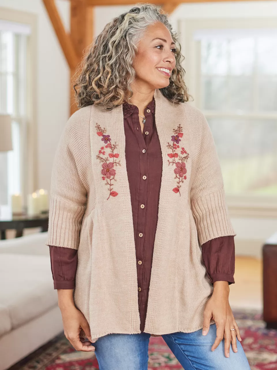 Pull bohème Angel Wood - Laine douce printemps avec détails brodés - Collection Marque April Cornell - Prix doux pour style élégant